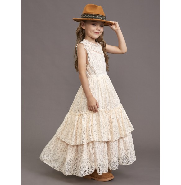 Girls Flower Dress Lace Cotton Dress Baby Kids Wedding Princess Party Dress Teenager Children Christmas Clothes for 4 6 8 10 12y