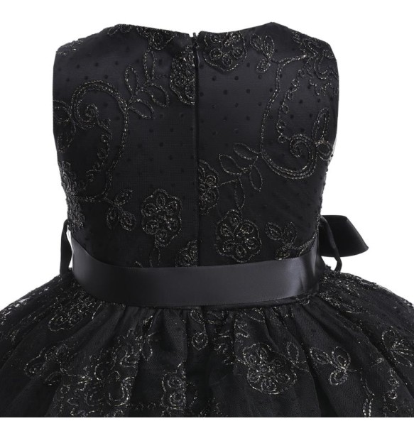 Girls New Wednesday Black Lace Hollow Sleeveless Gothic Mesh Dress Halloween Christmas Makeup Ball Dress