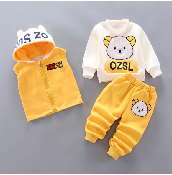 Toddler Winter Baby Girls Boys Clothing Sets Warm Faux Down Jacket Clothes Sets Children Kids Snowsuit Coats Vest Pants Overalls