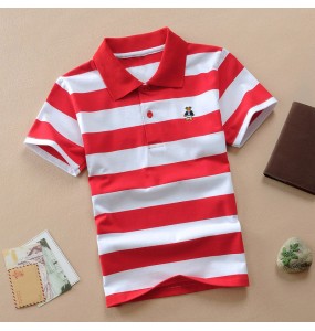 Kids Polo Shirts Summer Children's Short Sleeve Boys Top Polo Shirt Color Striped 2Y-12Y Teens Cotton Girls School Shirts