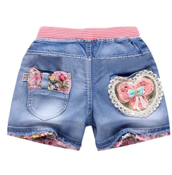 Baby Girl's Summer Cotton Denim Shorts Pants Toddler Kids Cute Swan Flower Soft Jeans for Teenager Girls Children Clothing