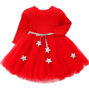 Baby Girls Spring Autumn Sweater Star Dress Infant Girl's Christmas Children Clothing Toddler Kids Dresses Clothes for 1- 6Years