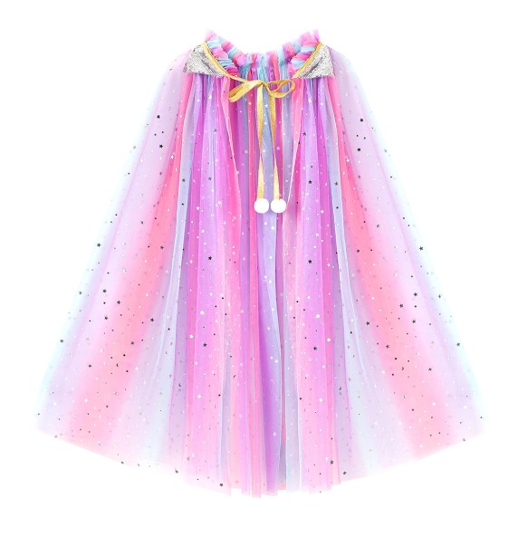 Christmas Halloween Girls Cloak Outerwear One Size Sequins Shawl Kids Coat for Birthday Party Beach Rainbow Princess Costume