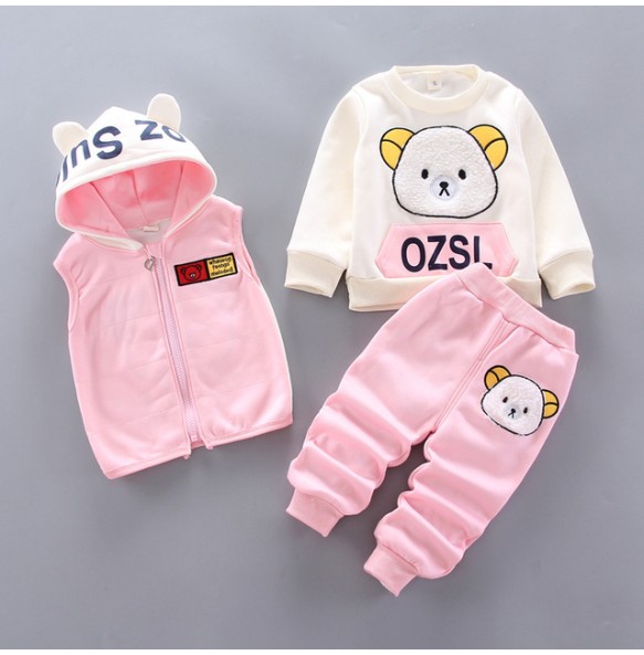 Toddler Winter Baby Girls Boys Clothing Sets Warm Faux Down Jacket Clothes Sets Children Kids Snowsuit Coats Vest Pants Overalls