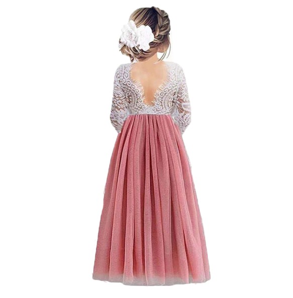 Long Sleeve Teenager Girls Lace Princess Dress Wedding Birthday Party Baby Kids Children Evening Dress for 2 4 6 8 10 12  14