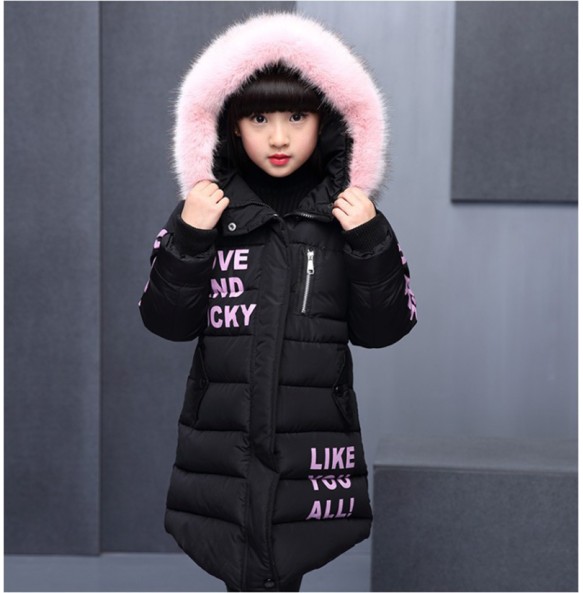 2 6 8 12 Years Fashion Children Jackets For Teenage Girls Winter Warm Parkas Coats For Girl Fur Hooded Thick Outerwear Clothing