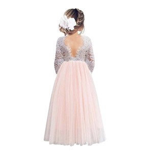 Long Sleeve Teenager Girls Lace Princess Dress Wedding Birthday Party Baby Kids Children Evening Dress for 2 4 6 8 10 12  14