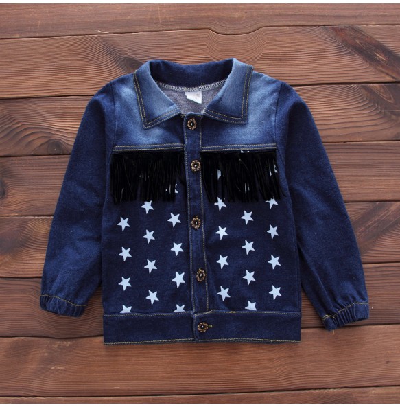 Baby Kids Denim Jacket Boys Coat Toddler Sport Clothes Suit Clothing Set Cotton Jeans Coat T-shirt Pants Star Tracksuit Children