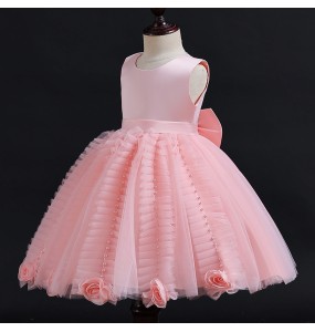 Flower Girls Princess Wedding Party Tutu Dress Baby Kids Ball Gown Dresses With Pearl Children Kids Vestidos for 3-10Years