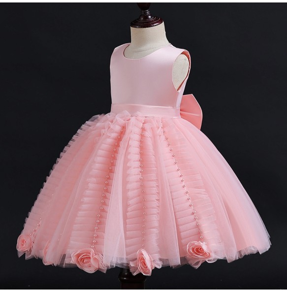 Flower Girls Princess Wedding Party Tutu Dress Baby Kids Ball Gown Dresses With Pearl Children Kids Vestidos for 3-10Years