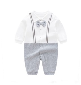 New Baby Boys 100% Cotton Formal Romper Clothes Toddler Kids Gentleman Outfit One-Piece Clothing Handsome Jumpsuit Party Suit