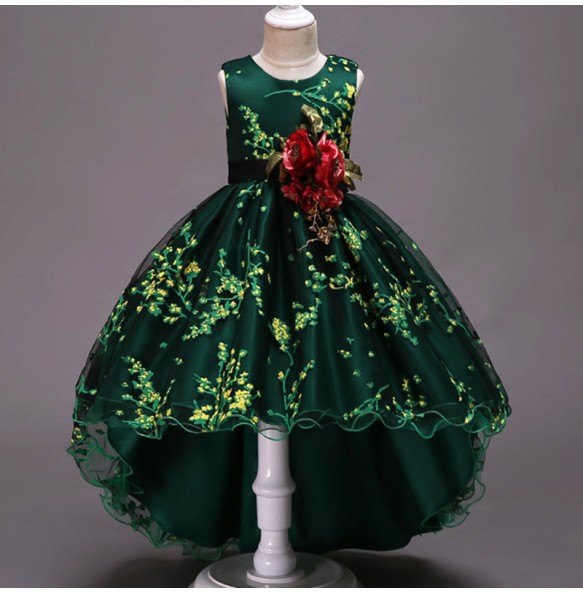 Baby Girls Flower Princess Ball Gown Party Tutu Trailing Dress For Brithday Wedding Kids Christmas Dresses Children Clothing