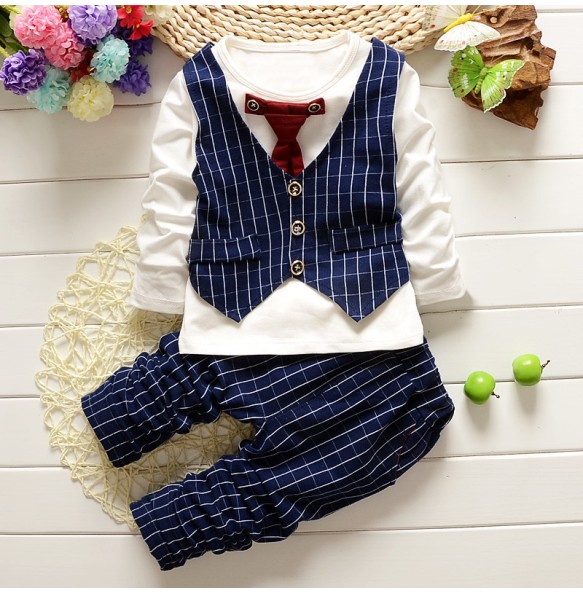 Kids Thinner Clothes Sets Spring Autumn Tracksuit Baby Boys Kid Long Sleeve Gentleman Suits Children T Shirt Pants Clothing Sets