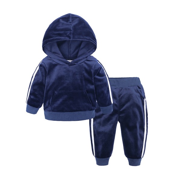 Baby Boys Girls Velvet Hooded Clothing Set Kids Jacket Coat Pants Suit for Sports Suits Tracksuits Toddler Children Clothes Set