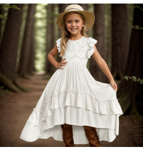 New Flower Girl Dress Baby Kids Bohemia  Princess Party Lace Wedding Birthday Dresses Children Clothing for 4 6 8 10 12 years