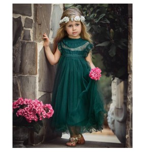 Bohemia Summer Dress For Girls Tulle Lace Sleeveless Princess Flower Girls Wedding Birthday Ball Gown Party Dresses Clothes