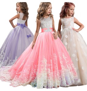 Girls Lace Flower Long Dress Kids Princess Wedding Party Dresses Children Christmas Clothes Clothing Vestidos For Thanksgiving