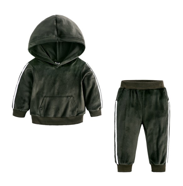 Baby Boys Girls Velvet Hooded Clothing Set Kids Jacket Coat Pants Suit for Sports Suits Tracksuits Toddler Children Clothes Set