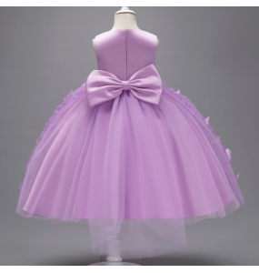 Girl's New Butterfly Skirt with Large Bow, Sweet and Cute Sleeveless Mesh Puffy Skirt Wedding Flower Girl Fashion Dress