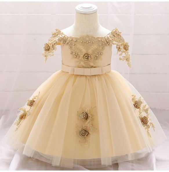 Baby Girl Frist Birthday Baptism Dresses Kids Lace Flower Dress for Little Girls Party Wedding Toddler Infant Christmas Clothing