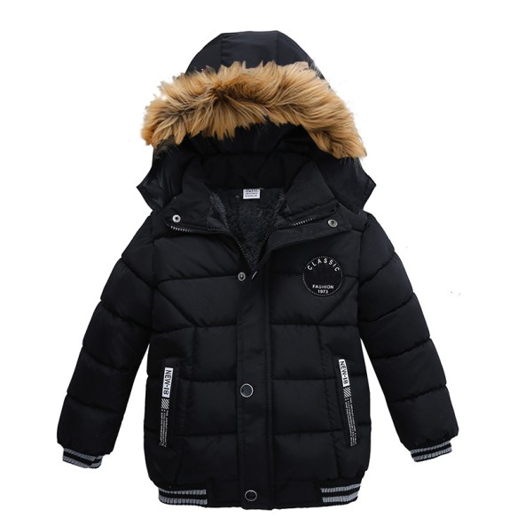 Boys and Girls Winter New Velvet Thickened Solid Hooded Long sleeved Sports Fashion Versatile Cotton Coat For 1-5 Years