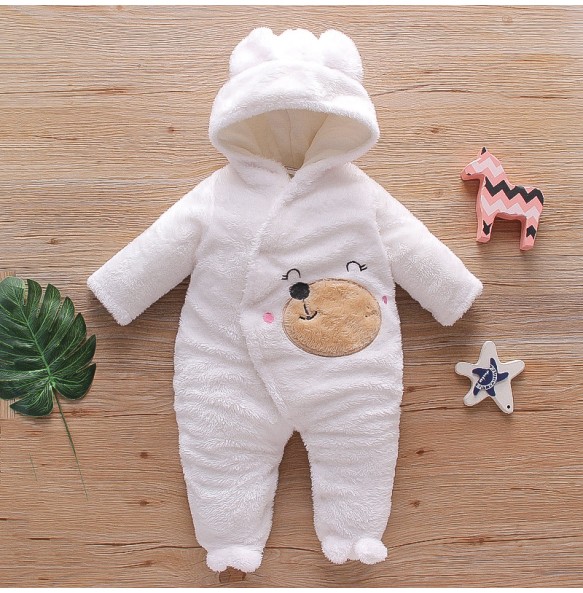 Autumn and Winter New Baby Plush Climbing Clothes Baby Warm and Thick Cartoon Dog Rabbit Cute Cotton Clothes for 0-2 Years