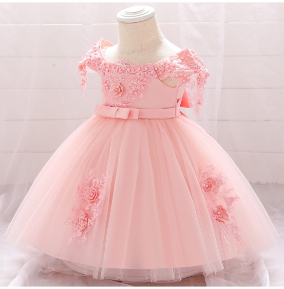 Baby Girl Frist Birthday Baptism Dresses Kids Lace Flower Dress for Little Girls Party Wedding Toddler Infant Christmas Clothing