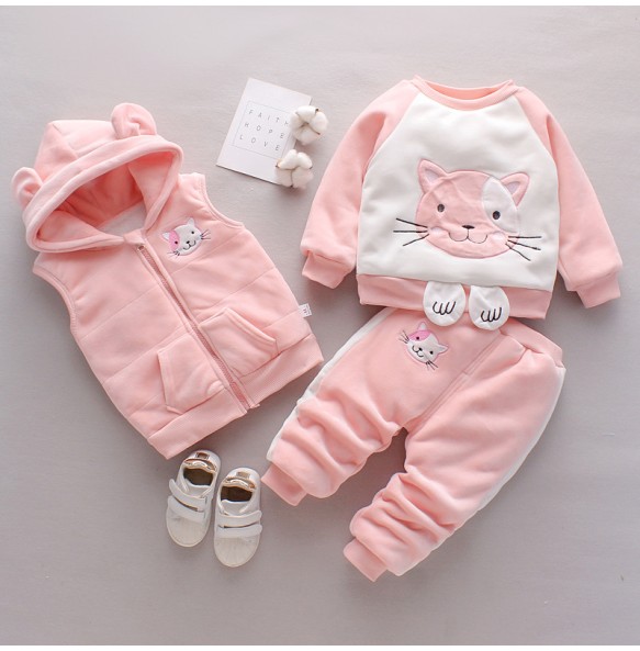 Toddler Winter Baby Girls Boys Clothing Sets Warm Faux Down Jacket Clothes Sets Children Kids Snowsuit Coats Vest Pants Overalls