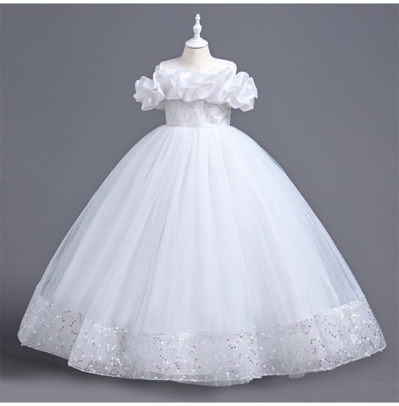 Baby Girls Flower Princess Ball Gown Party Lace Long Dress For Brithday Wedding Teenager Kids Christmas Dresses Children Clothes