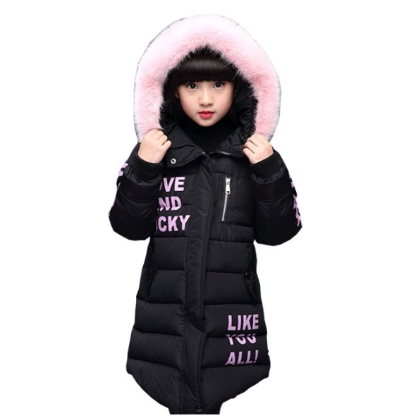 2 6 8 12 Years Fashion Children Jackets For Teenage Girls Winter Warm Parkas Coats For Girl Fur Hooded Thick Outerwear Clothing