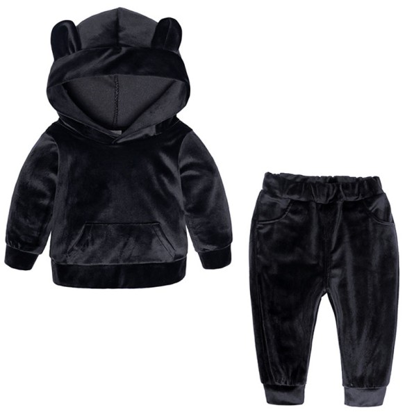 Baby Boys Girls Velvet Hooded Clothing Set Kids Jacket Coat Pants Suit for Sports Suits Tracksuits Toddler Children Clothes Set