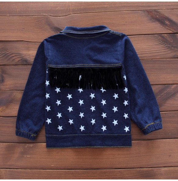 Baby Kids Denim Jacket Boys Coat Toddler Sport Clothes Suit Clothing Set Cotton Jeans Coat T-shirt Pants Star Tracksuit Children