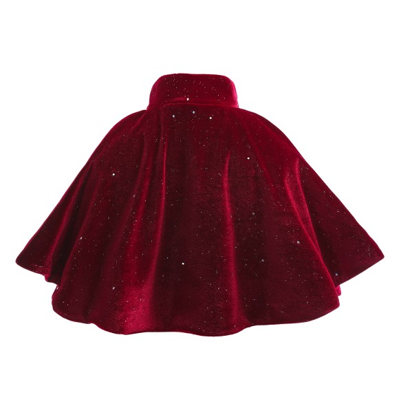 Girls' Red Shawl Cloak Autumn New Christmas Children's Dress With Dress Dress Golden Velvet Banquet Dress Shawl Coat