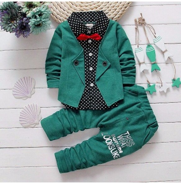 Toddler Boys Gentleman Clothes Set Kids Top T Shirt Blouse Stripe Pants Children Clothing Set Infant Birthday Christmas Costumes