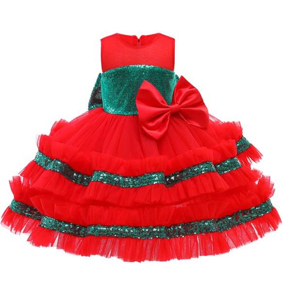 1 2 3 4 5 Years Princess Baby Girls Sequin Wedding Party Tutu Dress Children Kids Christmas Costume Clothing With Big Bow