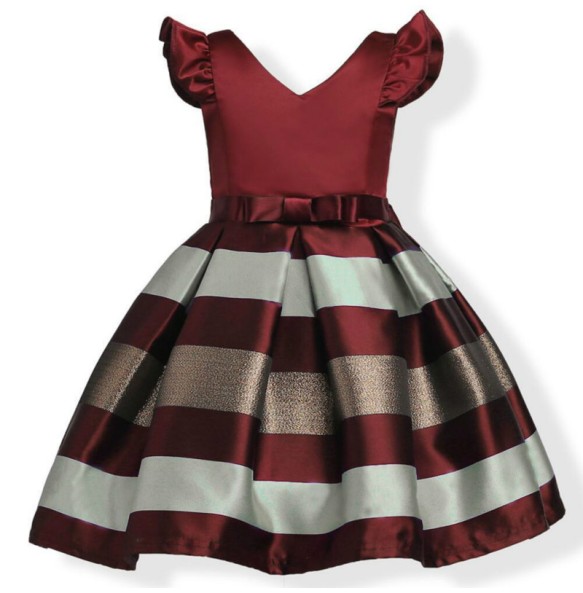 2024 Baby Girls Christmas Flower Striped Dress For Girls Wedding Party Dresses Toddler Kids Brithday Dot Dress Children Clothing