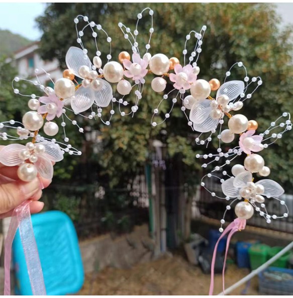 New Bohemian Imitated Pearl Crowns Girls Bridal Wedding Headband Floral Garland Romantic Wreaths Flower Headband for Girls Adult