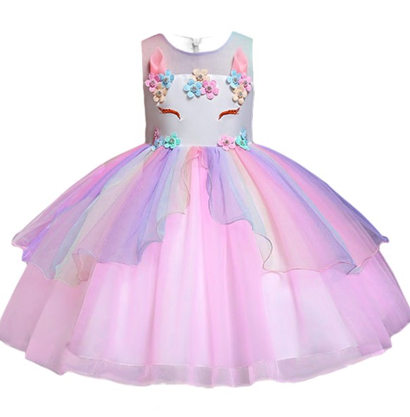 Baby Girls Rainbow Unicorn Flower Wedding Princess Party Tutu Dresses Children Kids Elegant Chirstmas Vestidos Costume Clothing