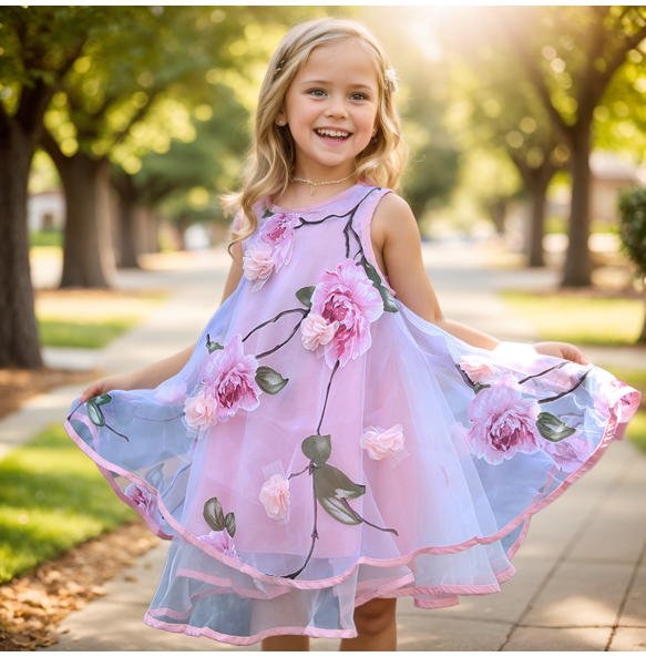 Bohemian Summer Girls Flower Dress Kids Girl Beach Dresses Chiffon Kids Dresses Floral Teenager Girls Clothes for 6-14 Years