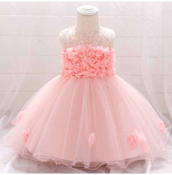 Baby Girl Frist Birthday Baptism Dresses Kids Lace Flower Dress for Little Girls Party Wedding Toddler Infant Christmas Clothing