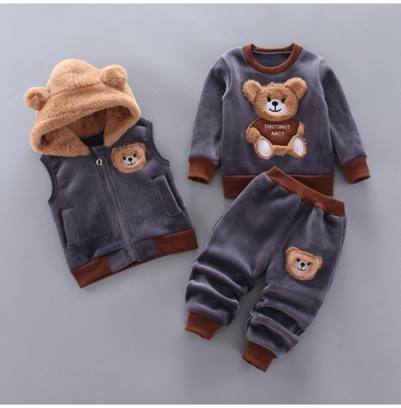 Toddler Winter Baby Girls Boys Clothing Sets Warm Faux Down Jacket Clothes Sets Children Kids Snowsuit Coats Vest Pants Overalls