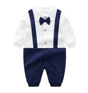 New Baby Boys 100% Cotton Formal Romper Clothes Toddler Kids Gentleman Outfit One-Piece Clothing Handsome Jumpsuit Party Suit