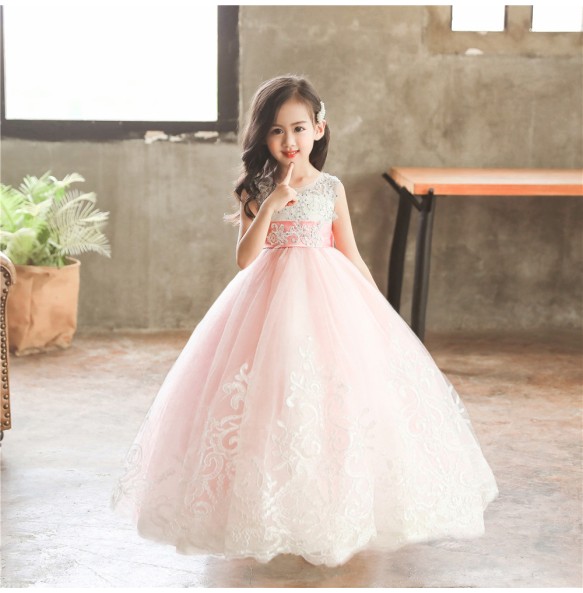 Girls Lace Flower Long Dress Kids Princess Wedding Party Dresses Children Christmas Clothes Clothing Vestidos For Thanksgiving