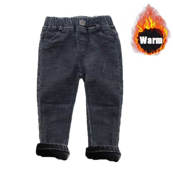 Baby Kids Spring Autumn Winter Thick Warm Jeans With Fleece For 1-7 Years Boys Girls Casual Denim Pants Kids Children Trousers