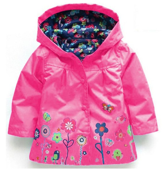 Baby Girls Flower Spring Autumn Jacket Coat Outerwear Children Kids Windbreaker Hoody Toddler Raincoat Clothing Bebes Outwear