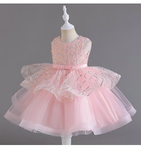 Flower Baby Girls Princess Sequins Wedding Christmas Party Tutu Dress Children Kids Elegant Vestidos Clothes for 2 4 6 8 10Years