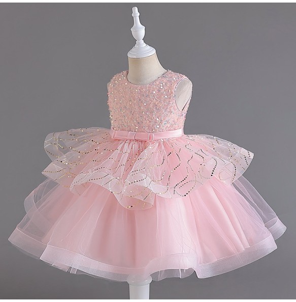 Flower Baby Girls Princess Sequins Wedding Christmas Party Tutu Dress Children Kids Elegant Vestidos Clothes for 2 4 6 8 10Years