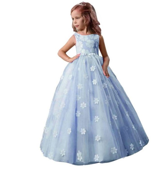 Girls Lace Flower Long Dress Kids Princess Wedding Party Dresses Children Christmas Clothes Clothing Vestidos For Thanksgiving