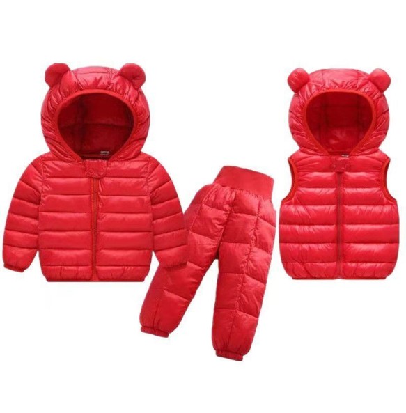 Toddler Winter Baby Girls Boys Clothing Sets Warm Faux Down Jacket Clothes Sets Children Kids Snowsuit Coats Vest Pants Overalls