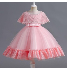 Summer New Children's Dress Mesh Lace Princess Dress Wedding Flower Children Piano Competition Performance Dress